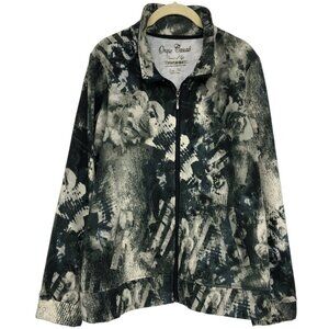 Onque Casuals Black & White Abstract Print Zip Up Sweater size XL